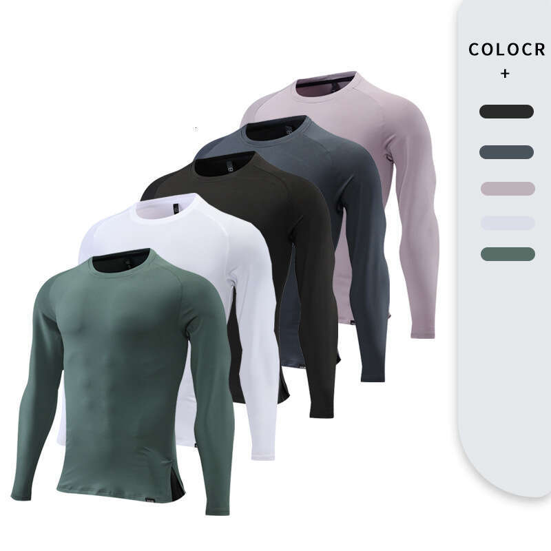 L-344 Men's Sports Top Autumn Thin Outdoor Running Quick-Dry T-Shirt Stretchy Comfortable Fitness Training Long Sleeve