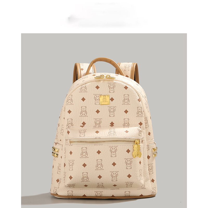 Luxury Brand Designer Bag Cute Bear Commuter Backpack 2025 New Fashion Versatile Trendy Women's College Student Backpack Large Capacity School Ba