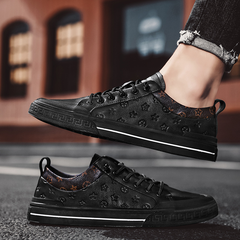 Designer Shoes New Men's shoes, trendy leather upper, versatile for all seasons, board shoes, men's casual leather shoes, soft-soled white sneakers, Free shipping