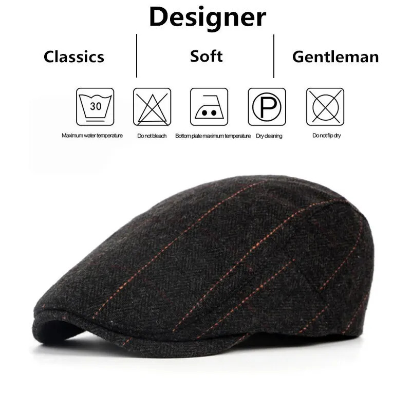 Retro sboy Caps Male British Painters Hats Autumn Winter Berets Herringbone Grid with Red Line Flat Cap Hip Hop Berets 250915