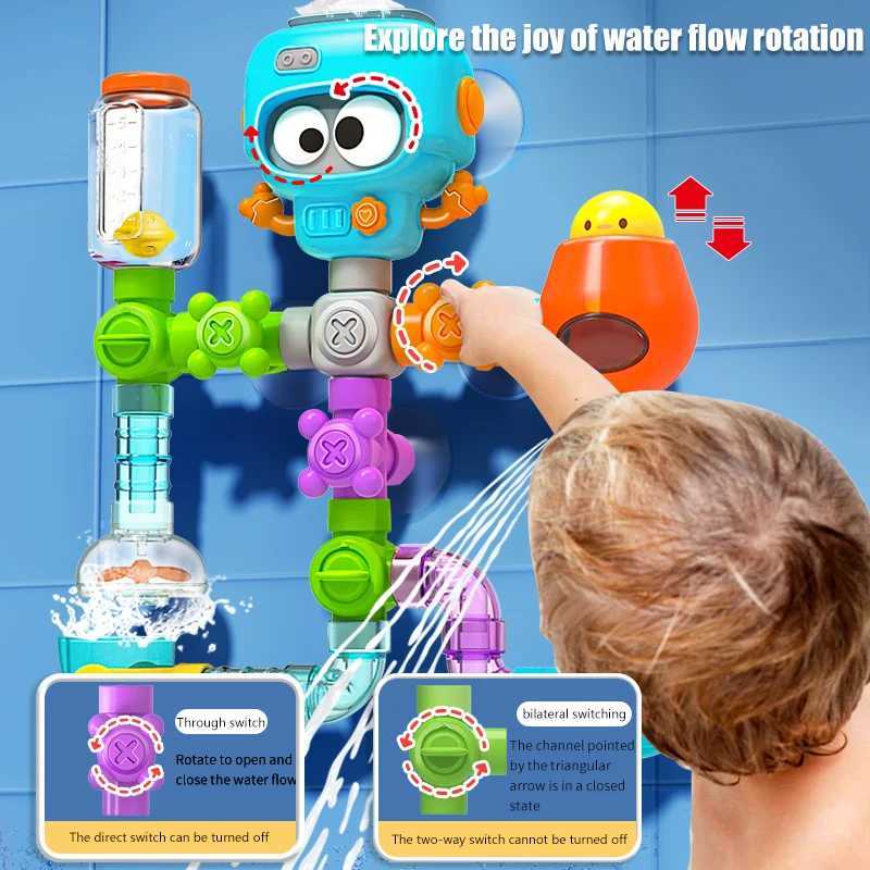 Baby Bath Toys with Strong Suction Cups Tubes Spinner Squirt Water Game Set Toddlers Kids Shower Pool for 3 Years Children Gifts C250915