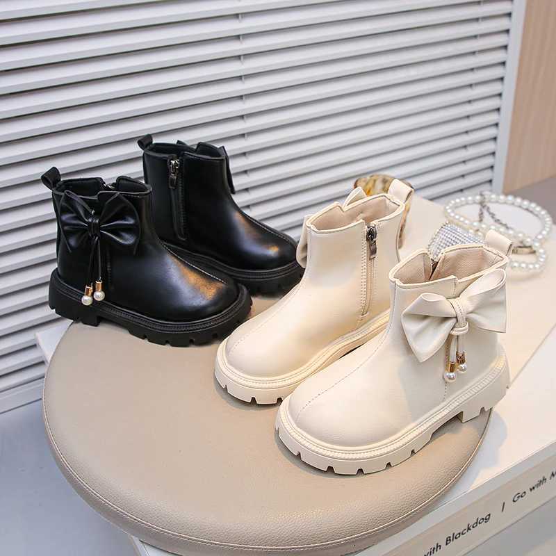 Girls Ankle Boots with Big Sweet Bows Kids Leather Boots Round Toes Soft Sole 2025 Autumn Children Princess Short Boots ElegantXJ250915