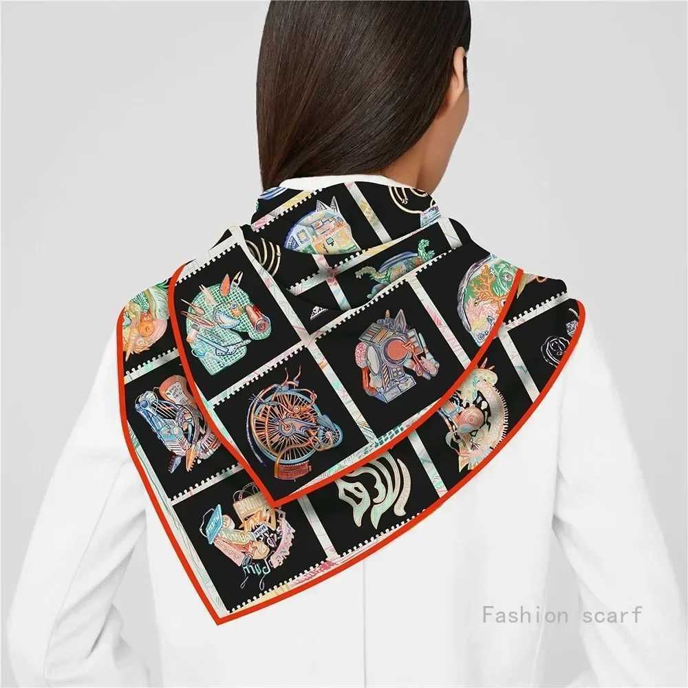 Fashion 1PC 90Cm Twill New Horse Prism Womens Decorative Shawl Large Square Scarf Headscarf Scarf Frame Painting Silk Scarf Wholesale H250915yjfgngjhj