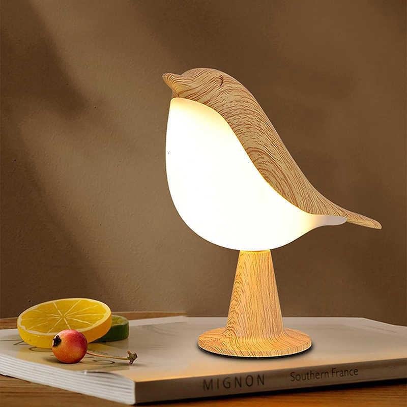 3 Colors Wooden Bird Night Lights LED Touch Switch Rechargeable for Bedroom Interior Lighting Desk Lamp Bedside Lamps Decoration M250915