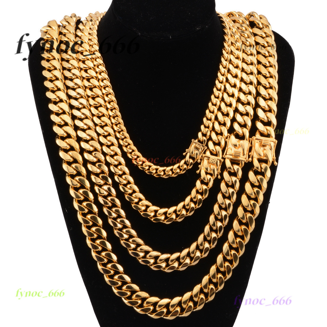 316L Stainless Steel Cuban Link Chain 18K Gold Plated 6MM 8MM 10MM 12MM 14MM 16MM 18MM Mens Miami Curb Cuban Chain Necklace