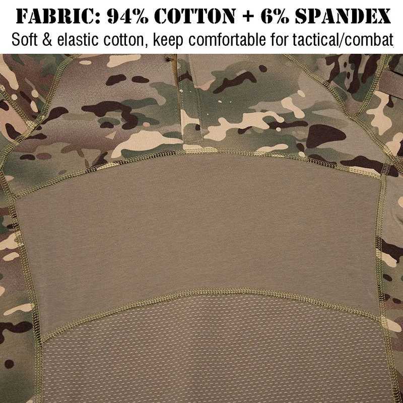 Mens Camouflage Tactical Combat Shirt Stretch Cotton 14 Zipper Uniform Shirts Long Sleeve Camo T ShirtXJ250915