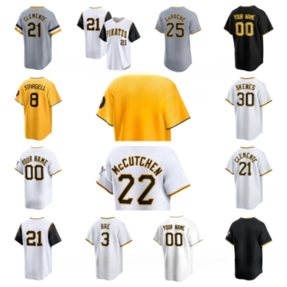 MLB Pittsburgh''Pirates''Paul Skenes Roberto Clemente Andrew McCutchen Ji-Hwan Bae Willie Stargell Adam LaRoche Men Women Youth Baseball Custom Jersey