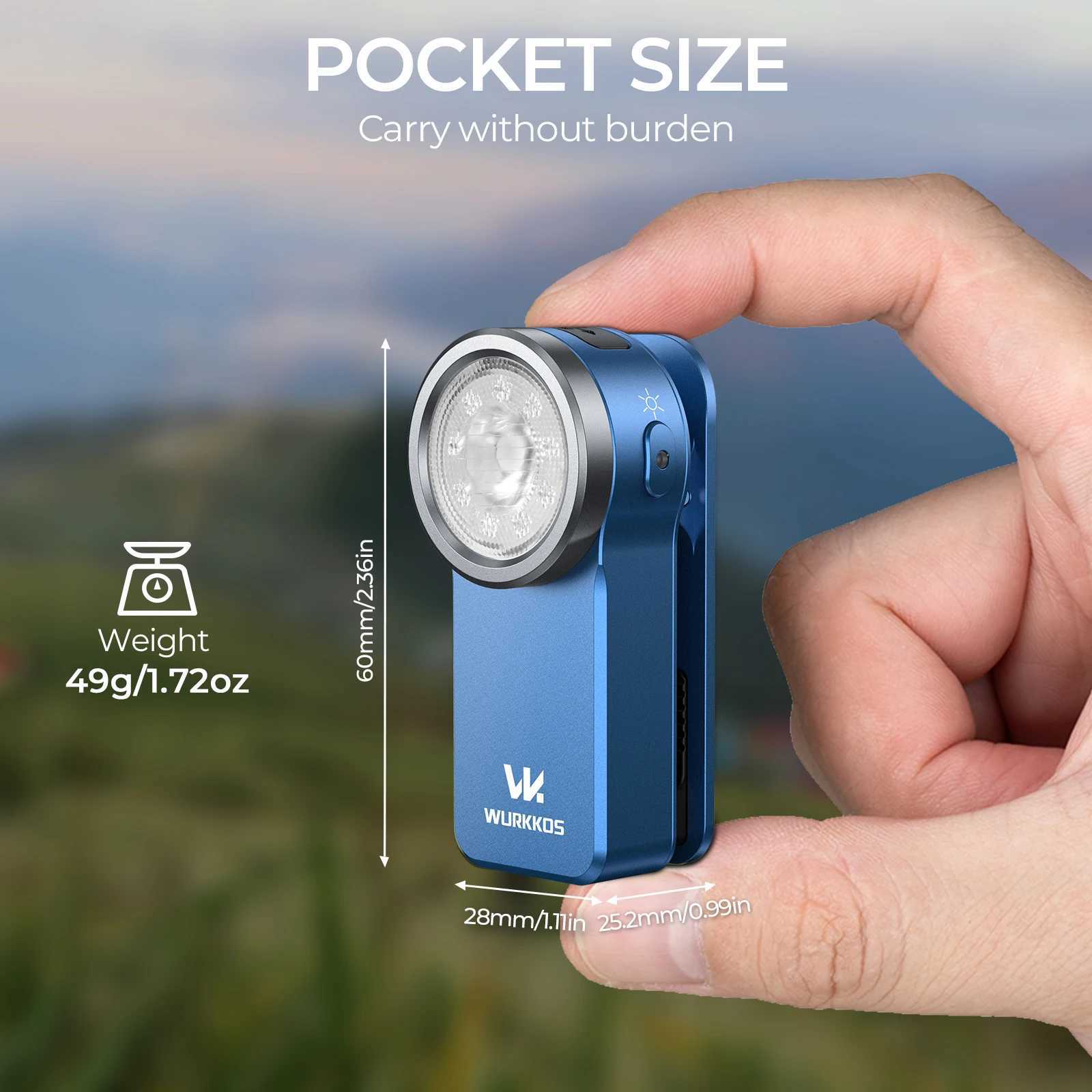 Wurkkos HD03 680LM USB C Rechargeable Pocket Flashlight Spot and Flood Portable EDC RGB Torch with Magnet Clip Light for Cycling C250915