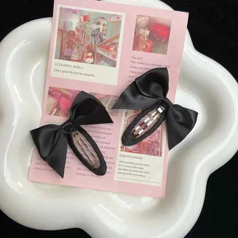 2PC New Lovely Princess Black White Satin Bow Girls Hairpins Children Headwear Hairgrip Hair Clips Barrettes Hair Accessories F250915