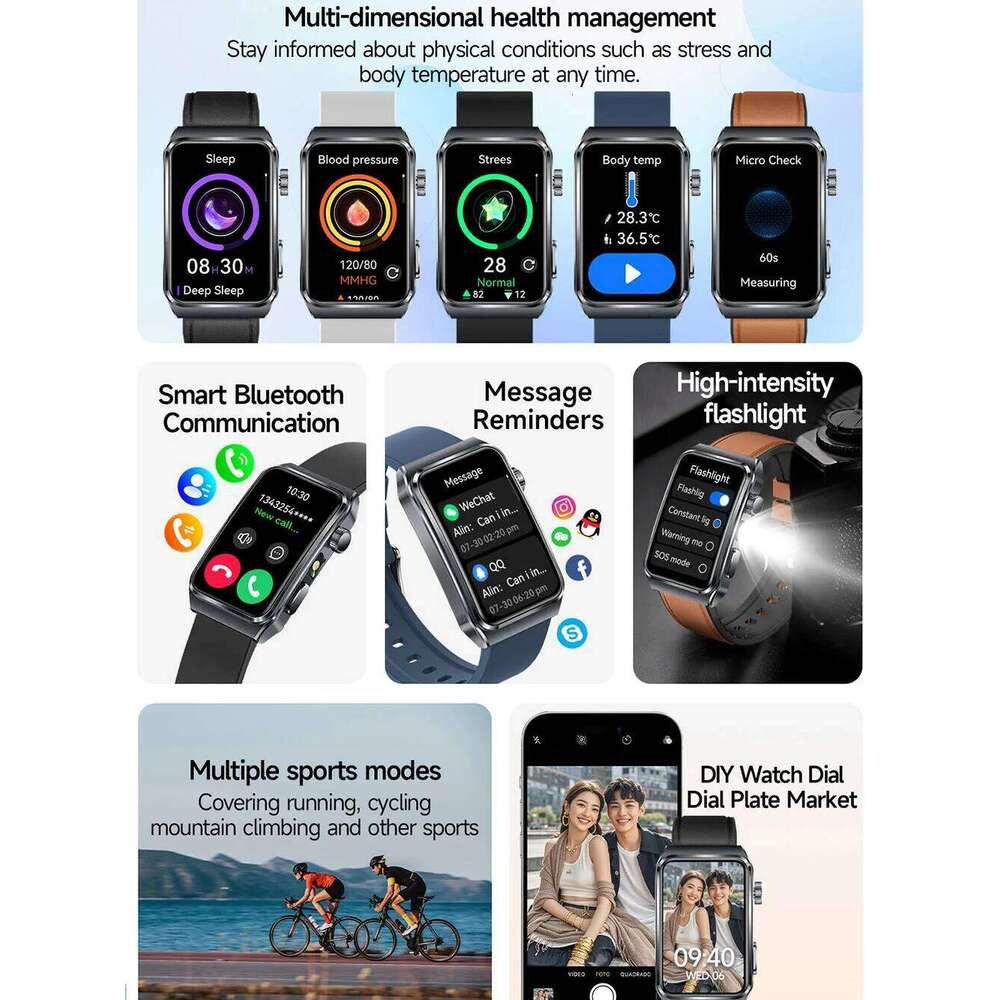 Bluetooth Calling High End Sports Health Bracelet Blood Lipid Uric Acid Clock Activity Tracker Smart Band Watch