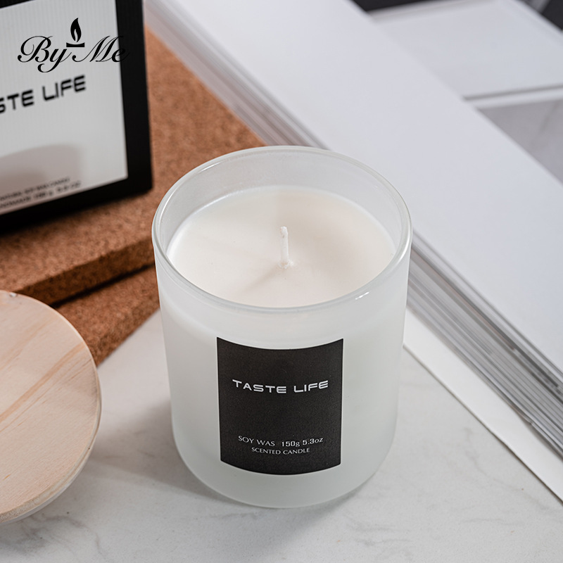 Soy Wax Fragrance Glass Candle with Wood Cover for Non-Smoking Aromatherapy Gifts