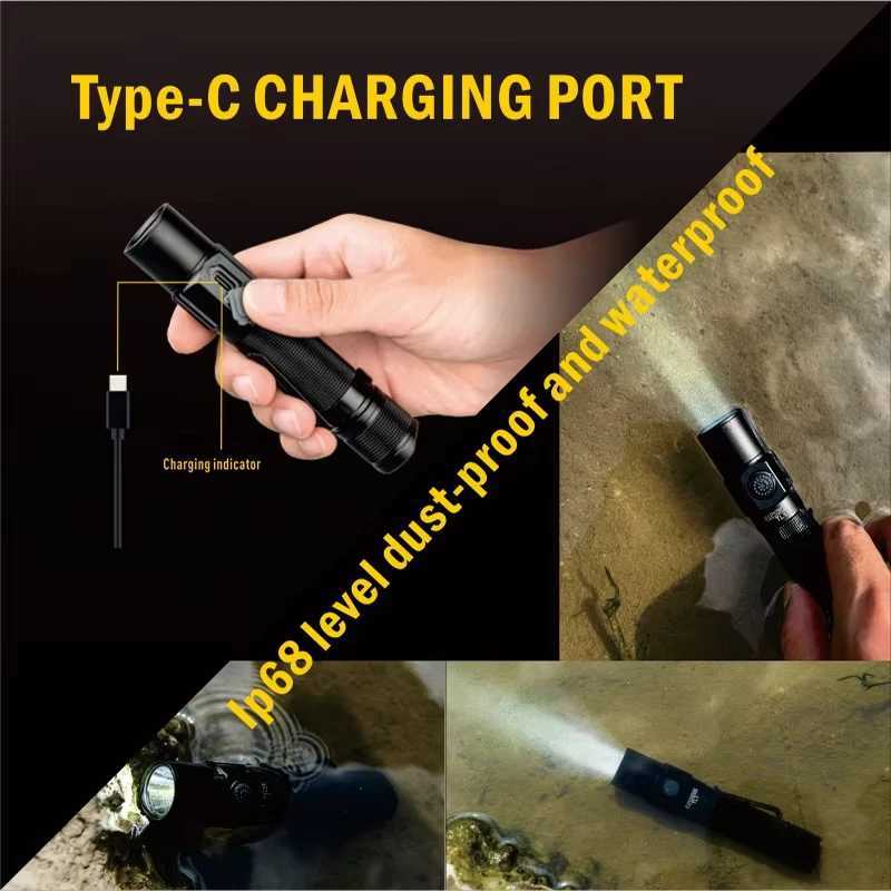 TL1 Tactical 18650 Flashlight 1800LM Powerful LED Light TypeC Rechargeable Torch with Dual Switch Power Indicator Portable Lamp C250915