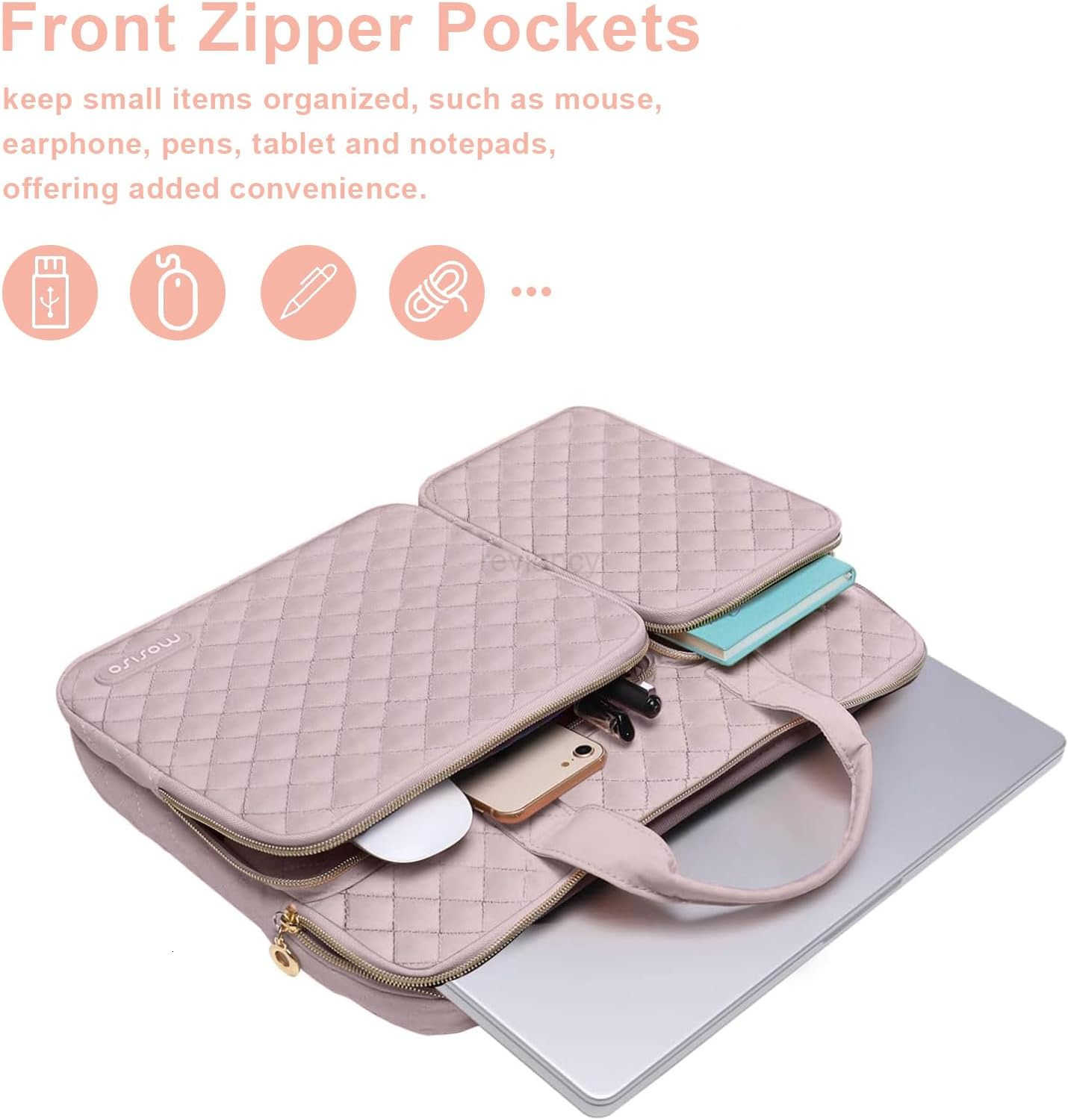 360 Protective Laptop Case 133 inch 13133 inch Laptop Sleeve Compatible with MacBook AirPro 13Pro 14 ASUS Square Quilted Bag Cover with 2 PocketsW2509