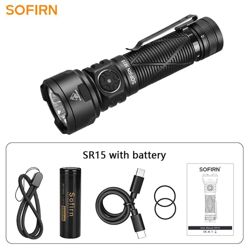 SOFIRN SR15 Rechargeable Flashlight 4500lm Super Bright Long Beam Distance EDC Torch for Camping Fishing C250915