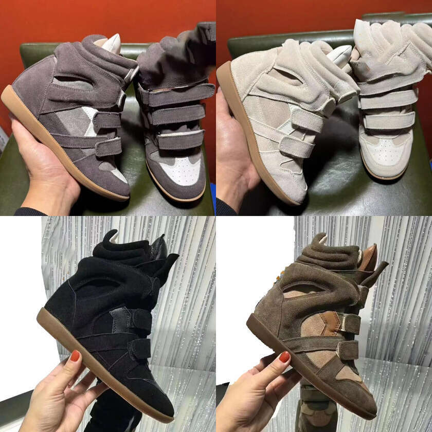 size 35-42 deisgner Brand isabel Hot Sale-Black Genuine Leather winter boots Bekett Leather-Trimmed Suede Wedge Sneakers Fashion Show New Shoes
