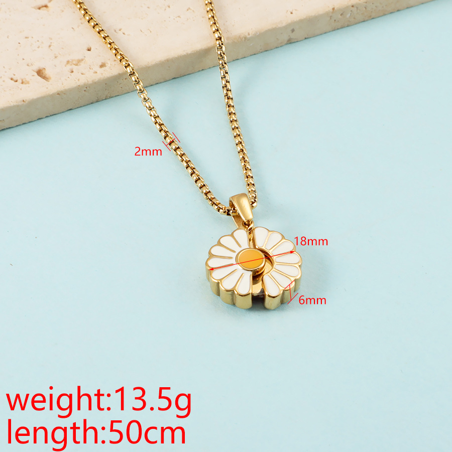 jewelry necklace design Fashionable New Stainless Steel Sunflower Necklace for Women, with Small Daisy Pendant and Pearl Collarbone Chain