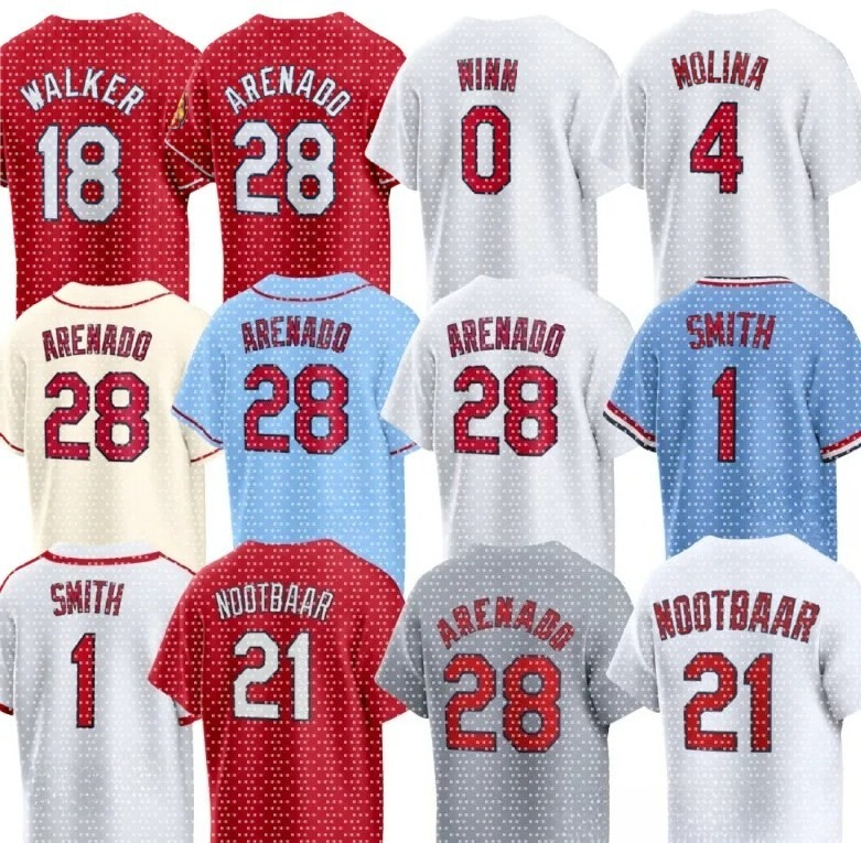 MLB Cardinals Jersey Custom Baseball 28 Nolan Arenado 46 Paul Goldschmidt 0 Masyn Winn 21 Lars Nootbaar 1 Ozzie Smith 6 Stan Musial 4 Yadier Molina 41 Alec Burleson