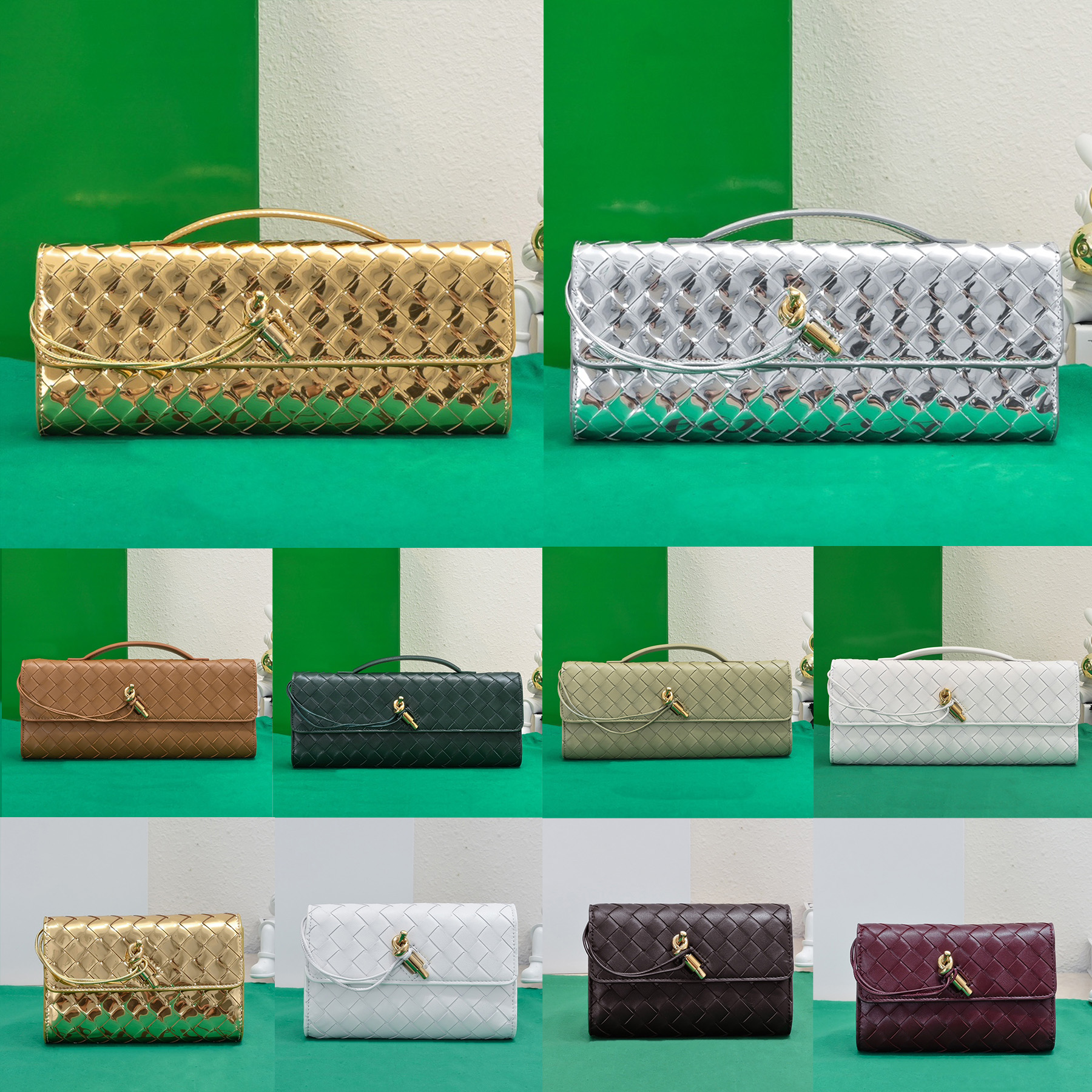 Top Quality 10A Andiamo Clutch Luxury Designer Soft Genuine Leather Shoulder Bag Golden Hardware Handbag Fashion Women Casual Shopping Tote Bag Purse