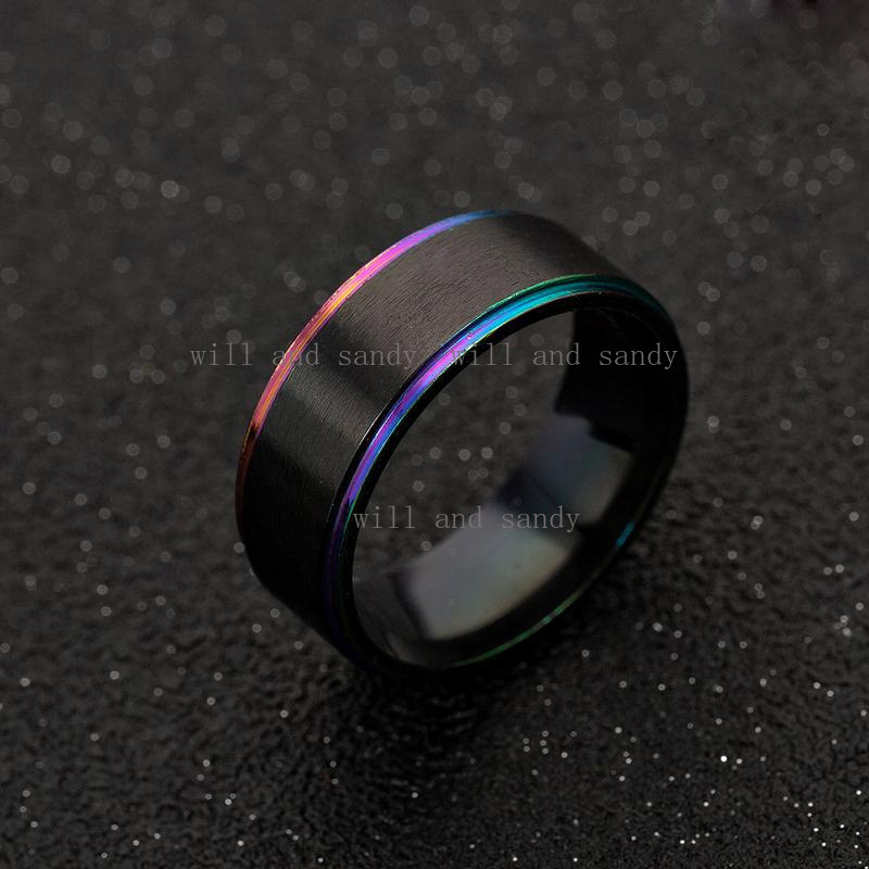 Mens Two Tone Matte Brushed Wedding Band Non Tarnsih Stainless Steel Anniversary Promise Rings Cubic Zirconia Finger Rings for Women Men Birthday Jewe
