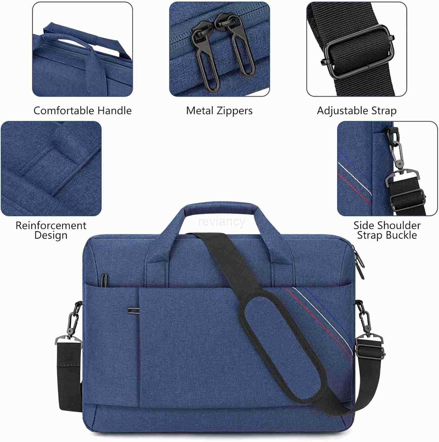 Laptop Shoulder Bag for Man Work Briefcase Slim Computer Carrying Case Handbag with Shoulder Strap BlueW250914