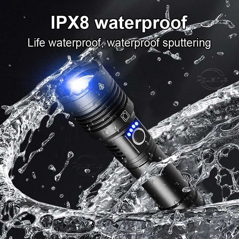 XHP390 Super Powerful LED Flashlight USB Rechargeable Torch Light Tactical High Power Flashlight Waterproof Hand Lantern Camping C250915