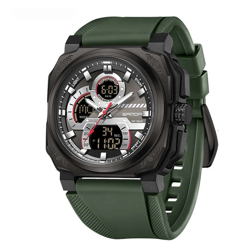 DHwatches Men's Electronic Quartz Multi-Function Alarm Clock Reminder Student Fashion Square Sports Watch