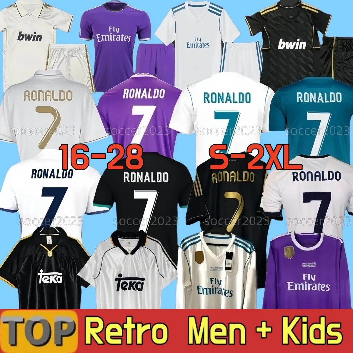 ReAlMadrid Retro kids Soccer Jerseys 1992-2018: RONALDO RAUL FIGO ZIDANE SUKER R.CARLOS KAKA BALE KROOS VINI JR CARLOS SEEDORF SERGIO MODRIC ALONSO Benzema Real men