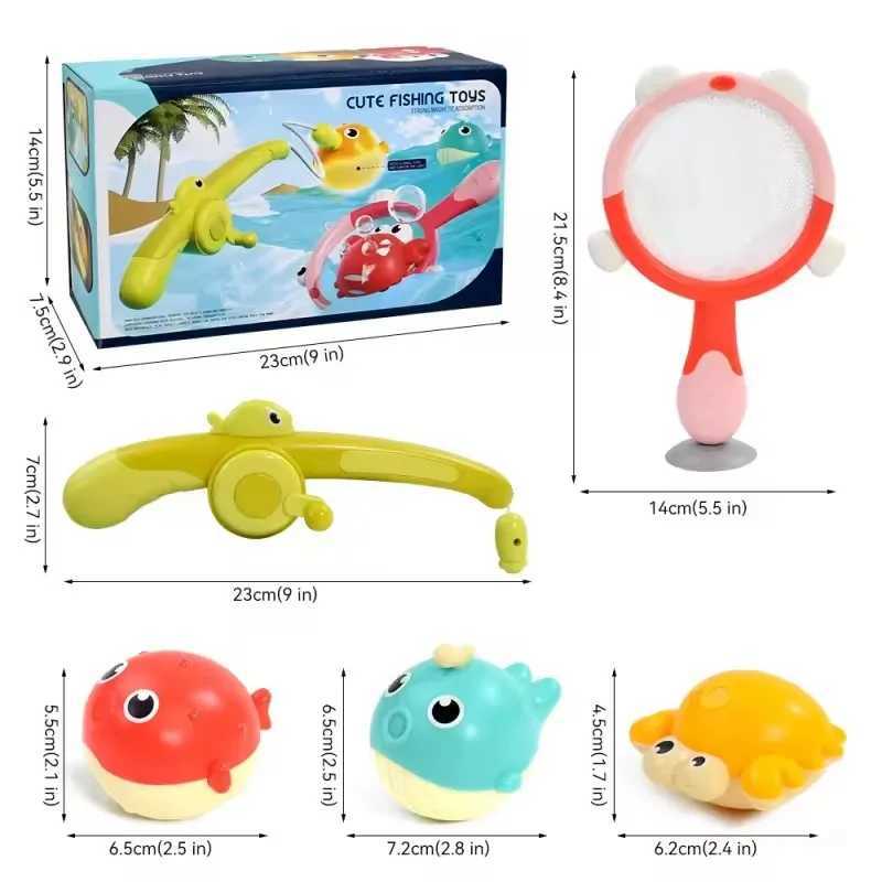 Children Taking A Shower Playing in The Water Bathroom Toys Glowing Animals Fishing Rods Magnetic Suction Catching Toys C250915