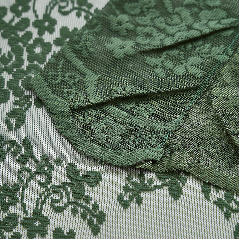 YL-37180 French green kitchen gauze curtain retro American light-transmitting French double-layer lace bedroom partition curtain bay window curtain