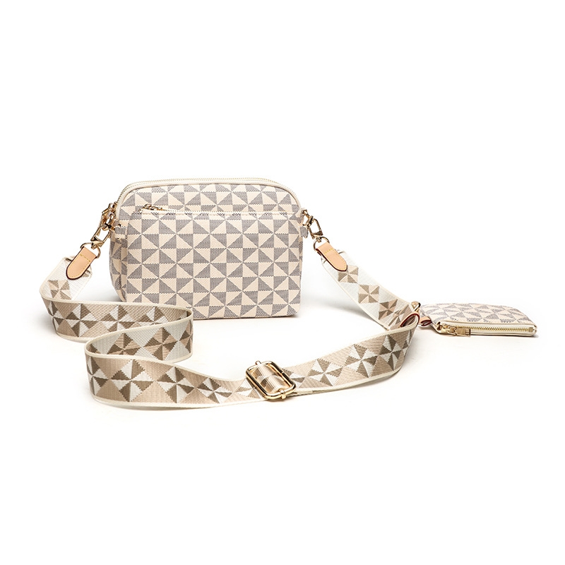 2025 New Fashionable Crossbody With Adjustable Shoulder Strap, Windmill Pattern Printed Camera Bag, Three Piece Set, Small Square Bag fashion Designer