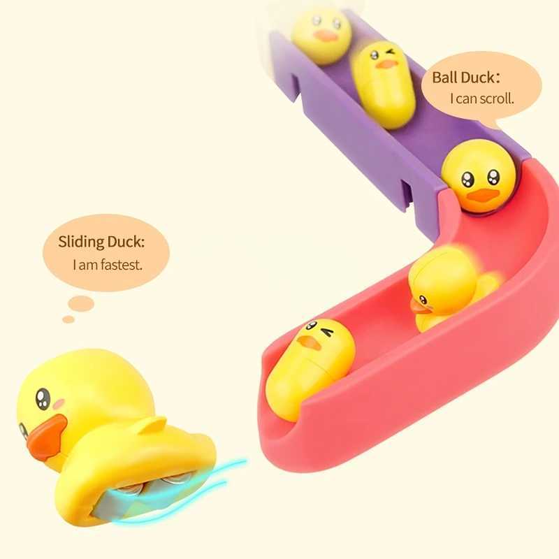 Baby Bathroom Duck DIY Track Bathtub Kids Play Water Games Tool Bathing Shower Wall Suction Set Bath Toys for Children C250915