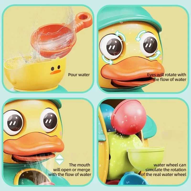 Kids Shower Bath Toys Cute Duck Bathtub Toys for Toddlers 14 Years Old with Rotating Water Wheels Bathroom Power Suction Water C250915