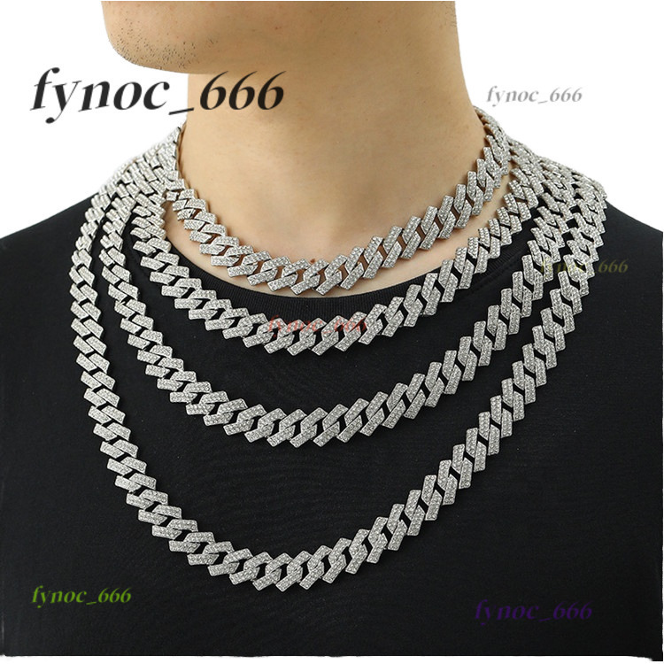 Hot Sale Golden Supplier Cuban Link Chain Diamond Embellished Alloy Necklace for Men Gift Gold Silver Plated