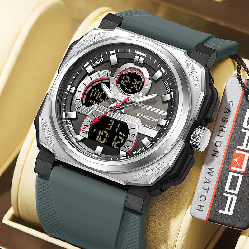 DHwatches Men's Electronic Quartz Multi-Function Alarm Clock Reminder Student Fashion Square Sports Watch