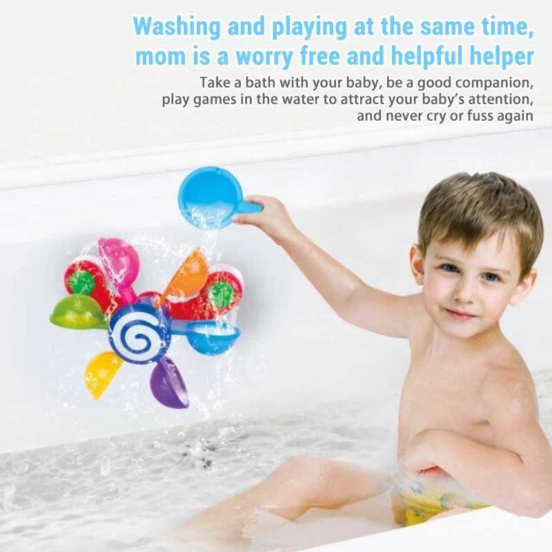 Baby Bath Colorful Windmill Toys Spinner Squirt Water Game Set Children Bathing Interaction Sprinkler Toys Baby Bathing Gifts C250915