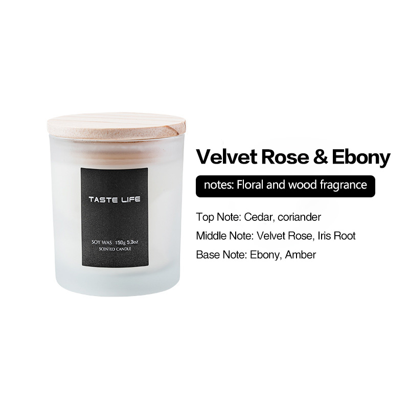 Soy Wax Fragrance Glass Candle with Wood Cover for Non-Smoking Aromatherapy Gifts