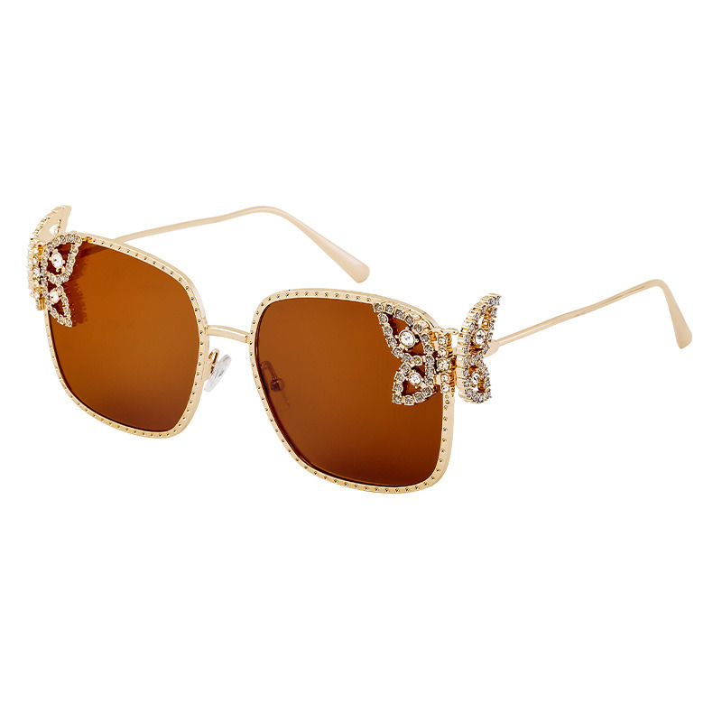 Fashion Butterfly Diamond Sunglasses for Women Metal Frame Sunglasses Women Shades