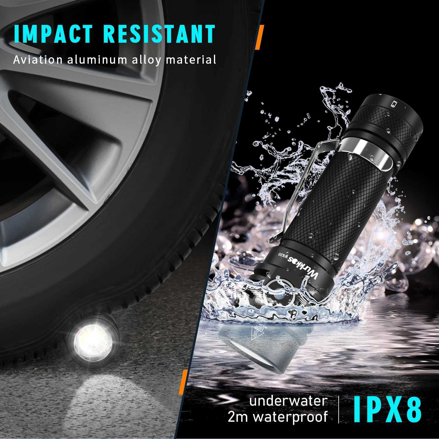 Wurkkos WK03 EDC Torch 1800LM High Power LED Flashlight 18650 SST40 Work Light IP68 Rechargeable Lamp Camping Outdoor Lighting C250915