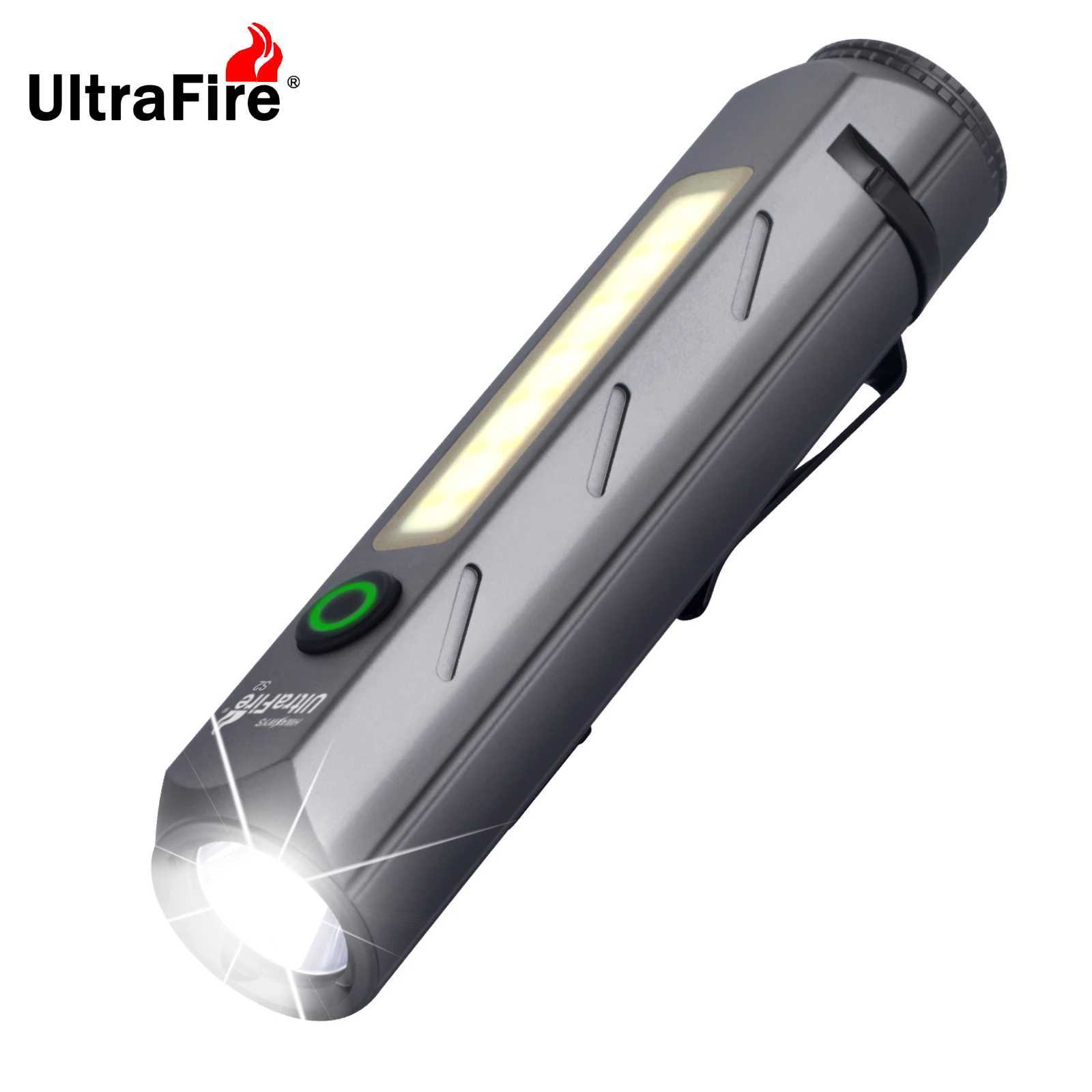 UltraFire S2 Powerful LED Flashlight USB C Rechargeable Edc Torch Magnetic Portable Lantern 8 Modes Hand Lamp for Camping Hiking C250915
