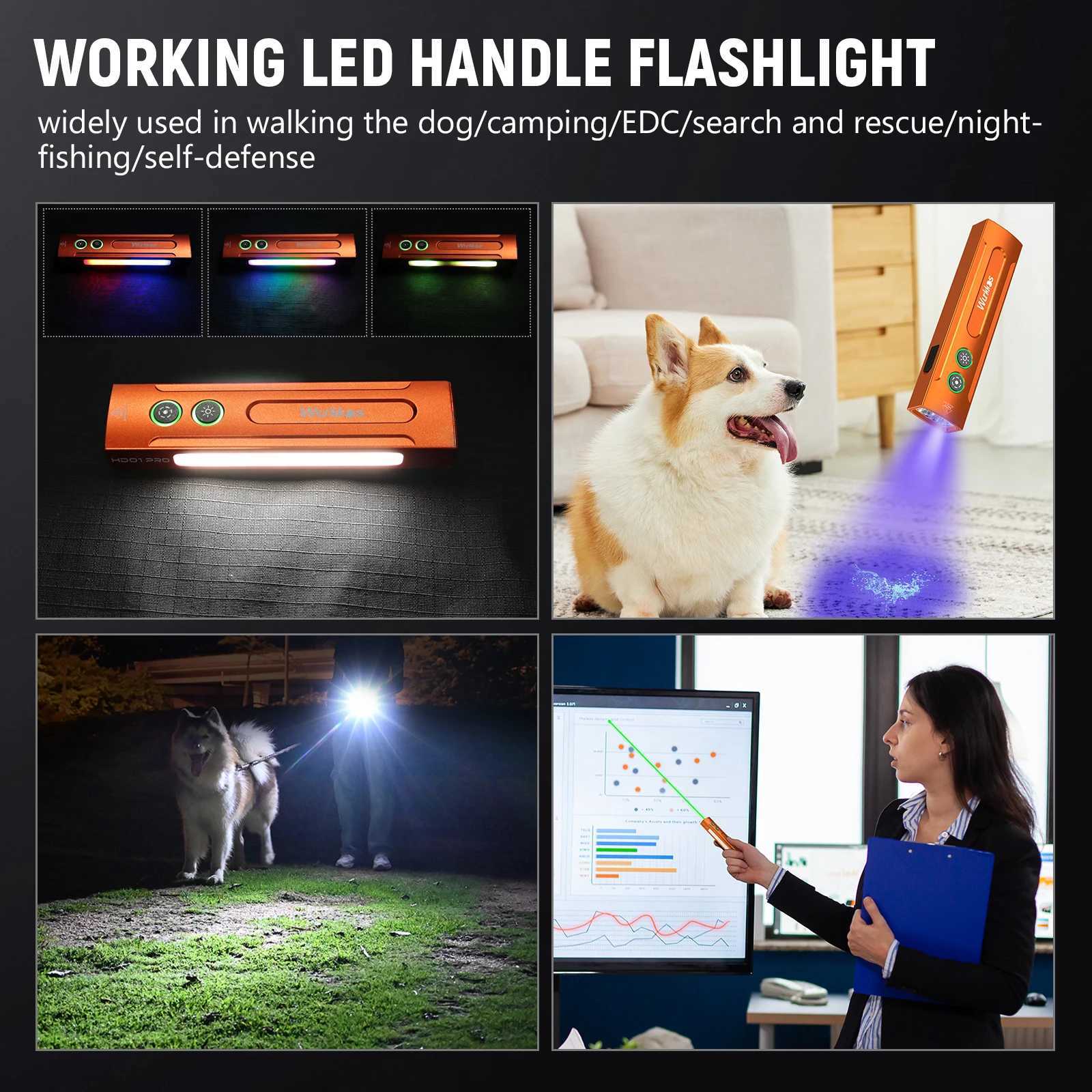 Wurkkos HD01 PRO Rechargeable Flat EDC Flashlight with Green Beam UV Light White LED and Side RGB Lights 1200 LM for Emergency C250915