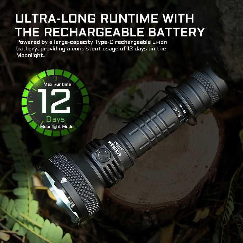 ACEBEAM L35 20 Tactical Flashlight 5000LM Super Bright 650M Long Range XHP703 HI LED Flashlights with Dual Switch W250915