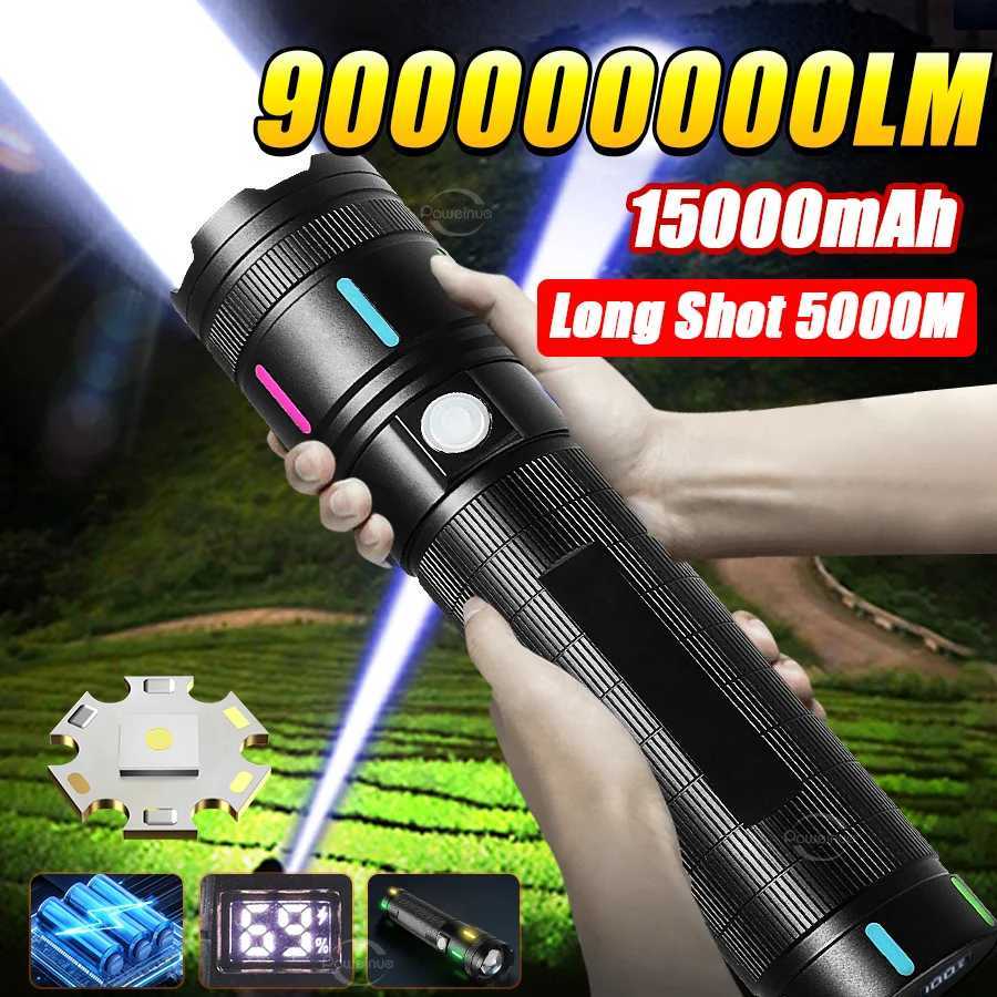 2025 NEW Ultra Bright Flashlights 900000000LM Powerful Rechargeable Tactical Torch 5000M Portable Lamp Outdoor Camping Lantern C250915