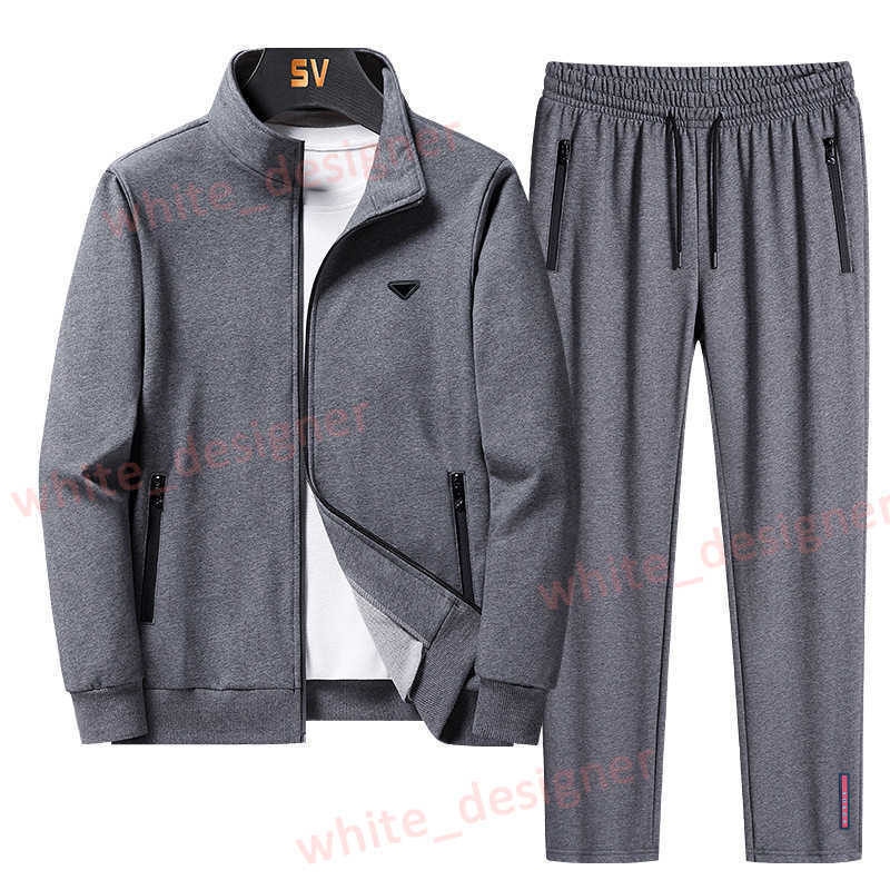 Designer Men's Tracksuits large 8xl fall winter cardigan jacket solid color casual sports style sportswear set men's two-piece set