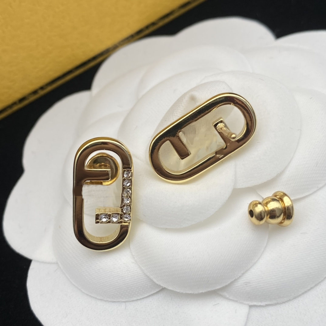 designer earrings gold Stud rhinestone Studs luxury jewelry fashion necklace with gift box christmas gifts