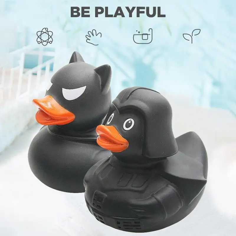 Black Rubber Duck Funny Mini Ducks Kids Bath Toys Halloween Ducks Bath Tub Pool Toys for Birthday Showers Supplies C250915
