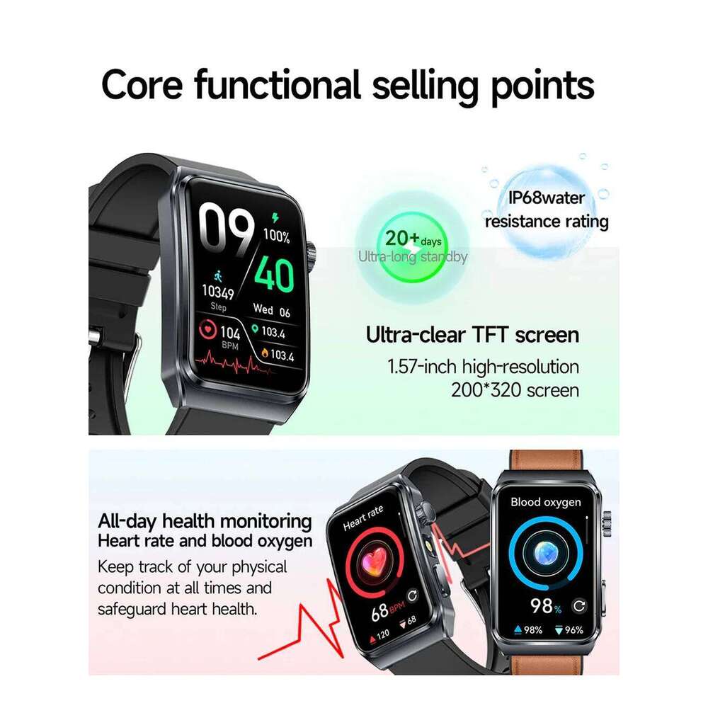 Bluetooth Calling High End Sports Health Bracelet Blood Lipid Uric Acid Clock Activity Tracker Smart Band Watch