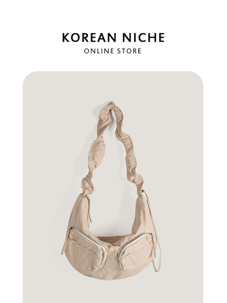 Hot-Selling Korean-Style New Small-Batch Drawstring Pleated Cloud Versatile Casual Nylon Dumpling Unique Shoulder Bag