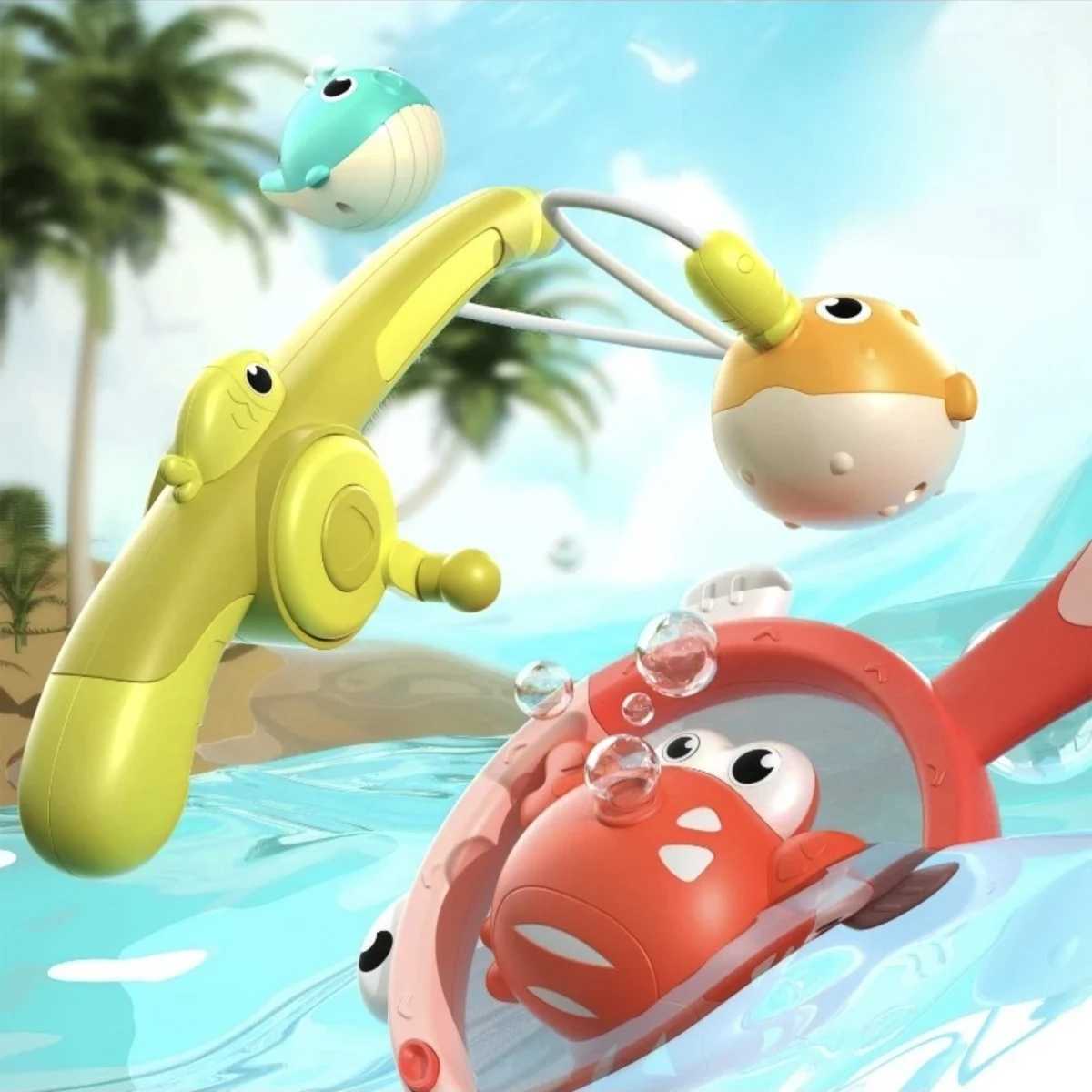 Children Taking A Shower Playing in The Water Bathroom Toys Glowing Animals Fishing Rods Magnetic Suction Catching Toys C250915