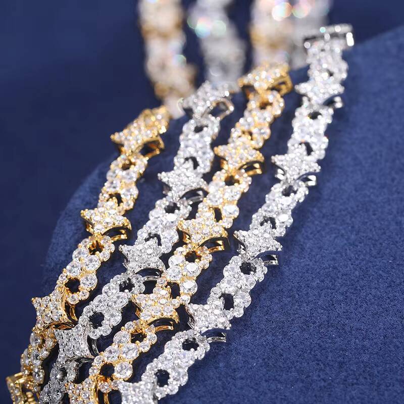 New Fashion Original Design Style 8MM 925 Sterling Silver Infinity Symbol Star Iced Out Moissanite Cuban Link Chain