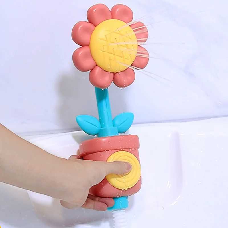 Baby Sunflower Shower Bath Toy Sprinkler Head Spray Water Shower Swim Pool Bathing Bath Ball With Manual Device For Kids Gift C250915